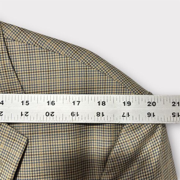 Nautica Men's Brown Blue Plaid Houndstooth Wool Cashmere Jacket Blazer 46L - Picture 5 of 10